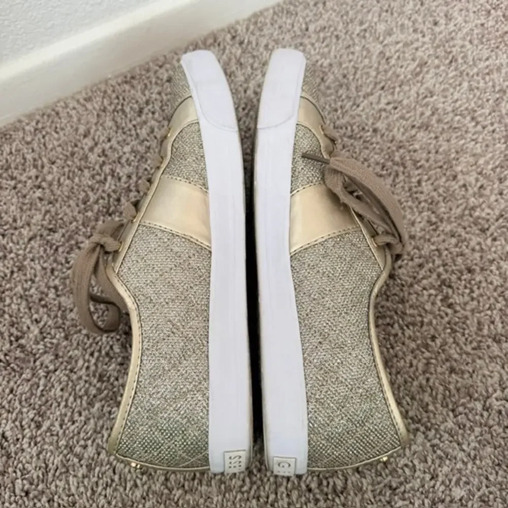 G by Guess Gold Quilted Sparkle Lace Up Sneakers Women's 10 GGBackers3 Shimmer